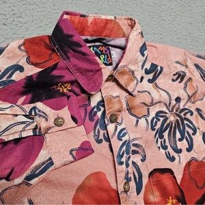 Jams World‎ Floral Hawaii Print Button-Up Shirt Size XL